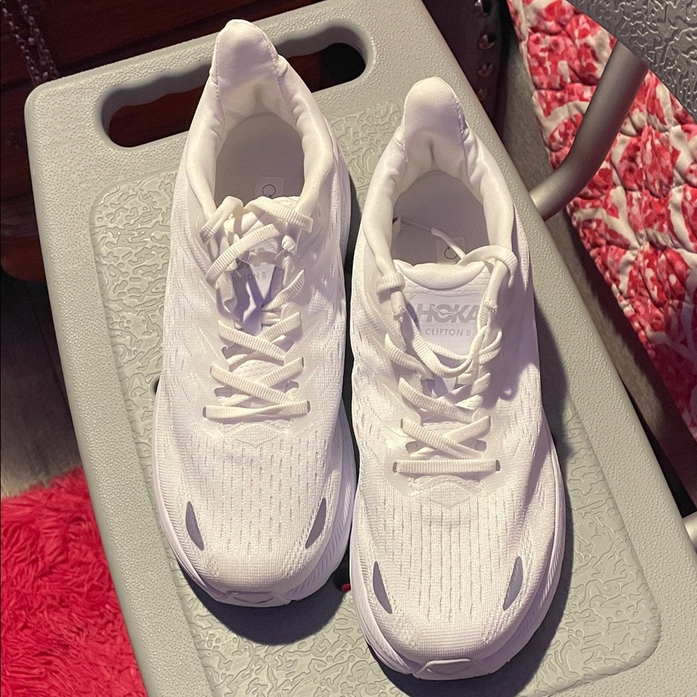Hoka All-White Athletic Shoes